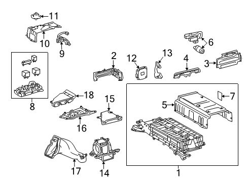 2015 Toyota Prius V Battery Hv Supply Battery Assembly Diagram for G9510-76012
