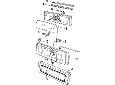 1986 Ford Bronco Tail Gate Glass Panel Bracket Diagram for E8TZ-98422B18-A