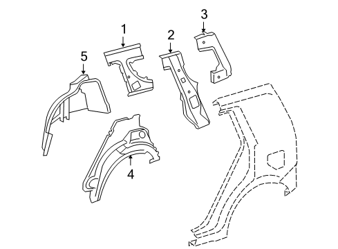 2015 Scion xB Inner Structure - Quarter Panel Wheelhouse Brace Diagram for 61704-12120