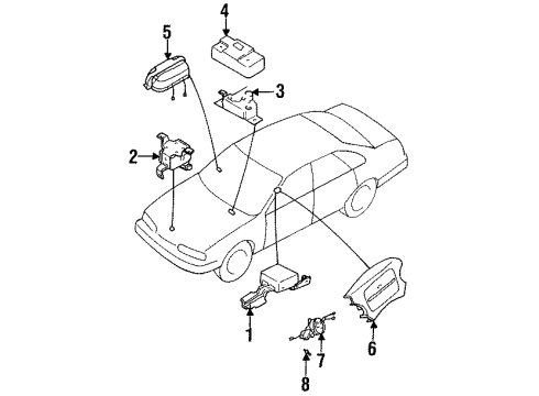 1995 Infiniti Q45 Air Bag Components Steering Air Bag Wire Assembly Diagram for B5554-60U22