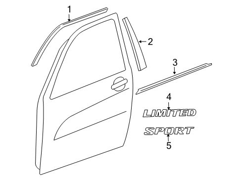 2010 Toyota RAV4 Exterior Trim - Front Door Belt Molding Diagram for 75710-0R011
