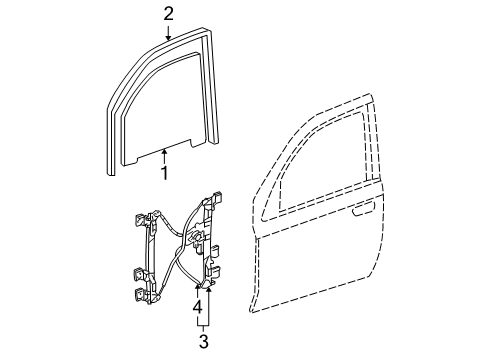 2002 Chevrolet Trailblazer Front Door Door Glass Diagram for 25930348