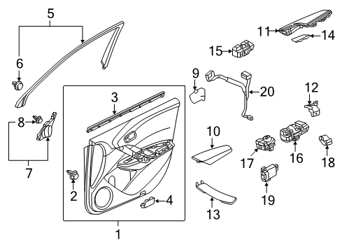 2018 Acura RDX Power Seats Armrest, Right Front Door Lining (Sandstorm) Diagram for 83504-TX4-A01ZA