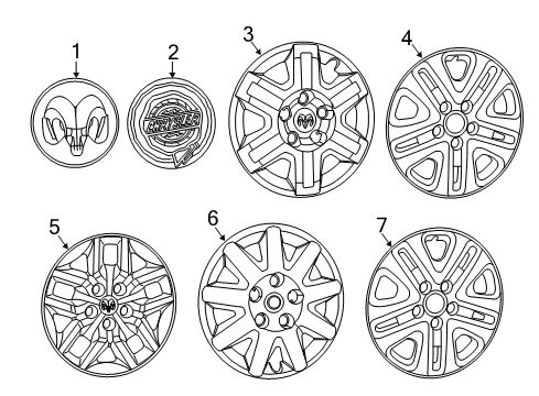2011 Chrysler Town & Country Wheel Covers & Trim Wheel Center Cap Diagram for 1XH44SZ0AA