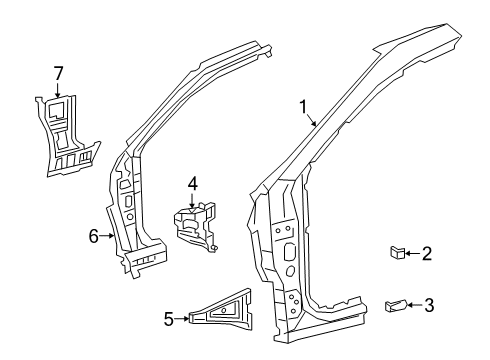 2022 Toyota Avalon Hinge Pillar Hinge Pillar Reinforcement Diagram for 61106-07080