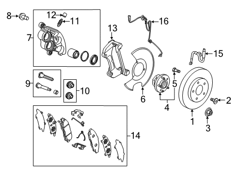 2019 Buick Enclave Front Brakes Caliper Assembly Diagram for 13509724