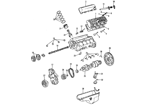 1989 GMC C3500 Engine Parts, Mounts, Cylinder Head & Valves, Camshaft & Timing, Oil Pan, Oil Pump, Crankshaft & Bearings, Pistons, Rings & Bearings Piston Diagram for 23500391