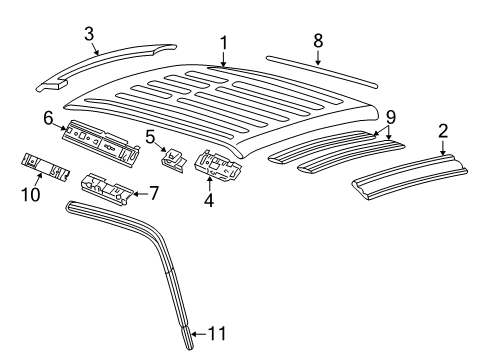 2004 Ford F-250 Super Duty Roof & Components Weatherstrip Diagram for 9C3Z-2651222-A