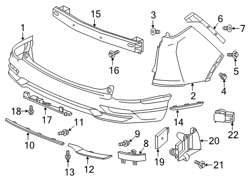 2020 Honda CR-V Rear Bumper Sensor Assembly-(Black Gloss 5) Diagram for 39680-TEX-Y11ZP