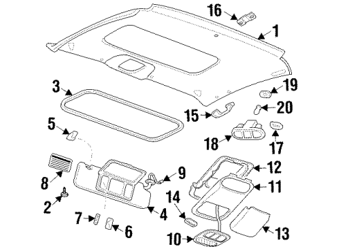 2000 Pontiac Grand Prix Interior Trim - Roof Lamp Asm-Roof Rail Courtesy & Reading *Gray M Diagram for 10309051