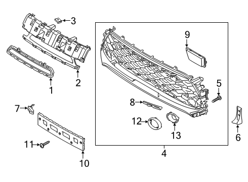 2021 Kia Soul Grille & Components Cr Piece Assembly-Bumper Diagram for 86597K0500