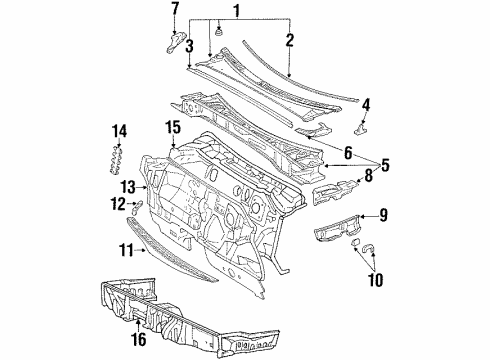 1992 Toyota Celica Cowl Dash Panel Diagram for 55101-2B926