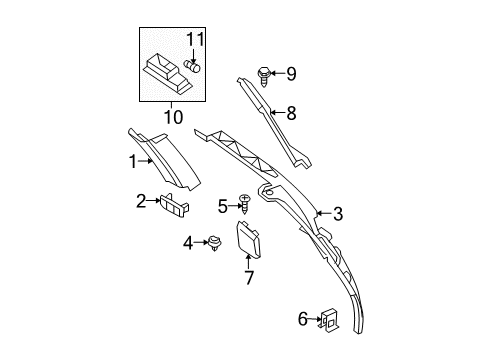 2009 BMW 328i Interior Trim - Quarter Panels Cover Column C Right Diagram for 51437144990