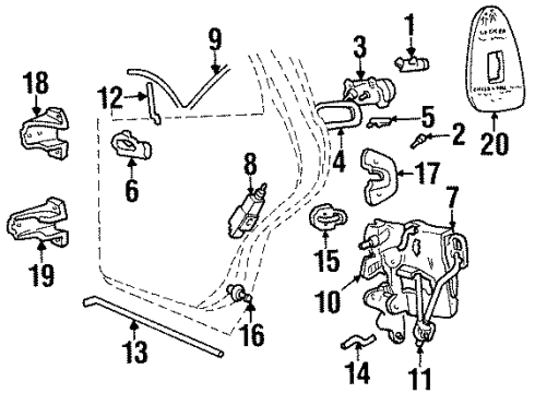 1995 Lincoln Continental Rear Door Motor Diagram for F5OY-5423395-A