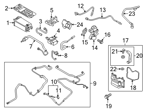 2019 Ford Fusion Emission Components Vapor Canister Support Bracket Diagram for HG9Z-9D665-B