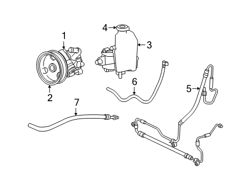 2008 Jeep Grand Cherokee P/S Pump & Hoses, Steering Gear & Linkage Power Steering Pump With Pulley Diagram for 5290778AA
