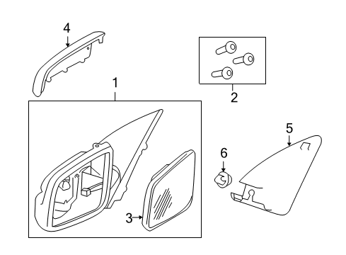 2008 Pontiac G8 Outside Mirrors Glass, Outside Rear View Mirror (W/Backing Plate) Diagram for 92214580