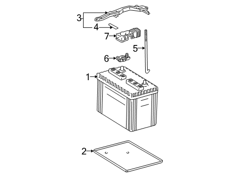 2000 Toyota Tacoma Battery Tray Bolt Diagram for 74451-AD010