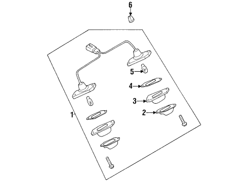 1995 Nissan 240SX Bulbs Lamp Assembly-Licence Diagram for 26510-65F00