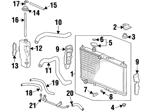 1999 Acura CL Radiator & Components Radiator (Denso) Diagram for 19010-P8A-A51