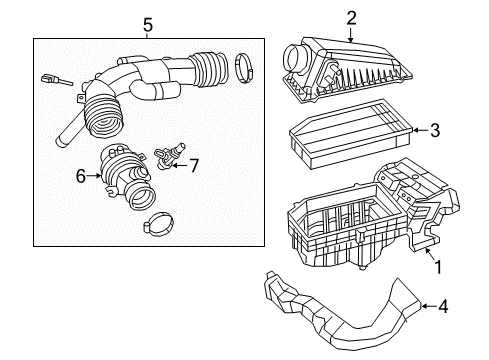 2022 Jeep Wrangler Air Intake Air Cleaner Hose Diagram for 68409874AB