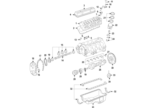 1997 Chevrolet Express 1500 Engine Parts, Mounts, Cylinder Head & Valves, Camshaft & Timing, Oil Pan, Oil Pump, Balance Shafts, Crankshaft & Bearings, Pistons, Rings & Bearings Timing Chain Diagram for 14088783