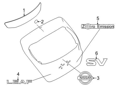 2019 Nissan Leaf Exterior Trim - Lift Gate Finisher Assy-Back Door Diagram for 90810-5SA0A
