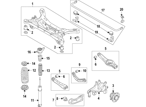 2020 Hyundai Sonata Rear Suspension Components, Lower Control Arm, Upper Control Arm, Stabilizer Bar Bush-Stabilizer Bar Diagram for 55513L5000