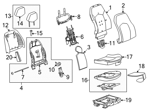 2009 Cadillac CTS Passenger Seat Components Occupant Module Diagram for 22739283