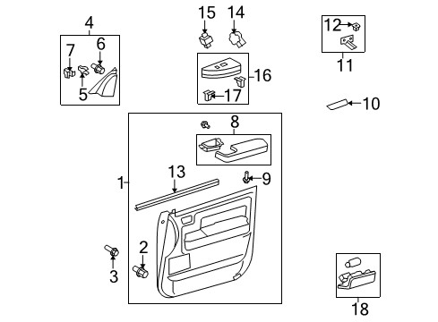 Diagram for 2008 Toyota Sequoia Interior Trim - Front Door 