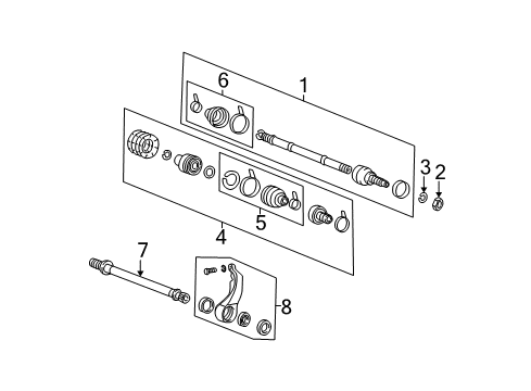 2000 Hyundai Sonata Drive Axles - Front Boot Kit-Front Axle Differential Diagram for 4960638J00