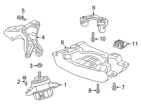 2020 Cadillac CT6 Engine & Trans Mounting Transmission Mount Bracket Diagram for 23303186