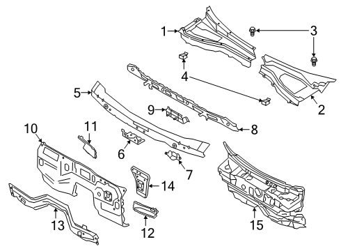 2021 Ford Explorer Cowl Insulator Diagram for L1MZ-7801588-F