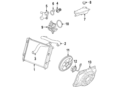 2006 Cadillac XLR Cooling System, Radiator, Water Pump, Cooling Fan Fan Assembly Diagram for 15819952