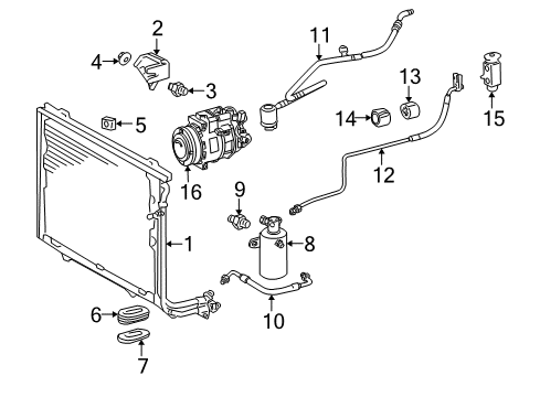 2004 Chrysler Crossfire A/C Condenser, Compressor & Lines CONDENSER-A/C Diagram for 5096844AB
