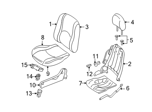 2007 Ford Escape Front Seat Components Seat Cushion Pad Diagram for 5L8Z-78632A22-EA