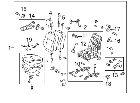 2009 Toyota Corolla Passenger Seat Components Seat Back Pad Diagram for 71551-12B20