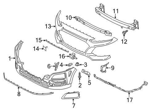2019 Hyundai Kona Front Bumper Piece-Front Bumper, LWR Diagram for 86587-J9IA0