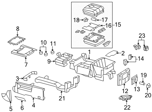 2013 Ram 1500 Center Console Shifter-Transmission Diagram for 5MD141X9AB