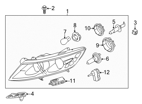 2016 Kia Optima Headlamps Passenger Side Headlight Assembly Diagram for 921024U600