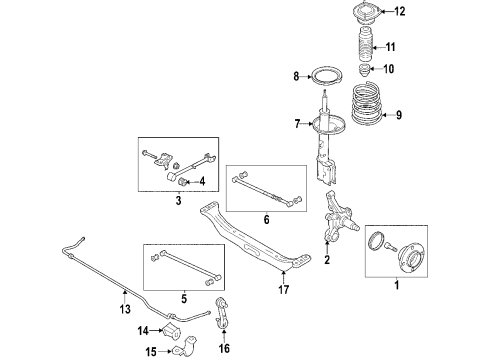 2004 Kia Spectra Rear Suspension Components, Stabilizer Bar Carrier Assembly-Rear Axle Diagram for 527502F010