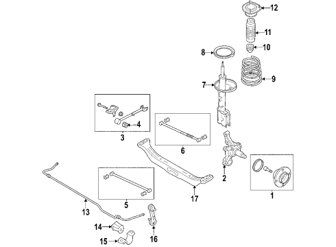 2004 Kia Spectra Rear Suspension Components, Stabilizer Bar Rear Wheel Hub Assembly Diagram for 52710-2D315