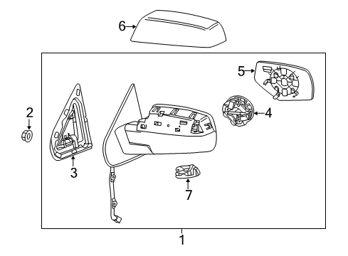 2019 GMC Sierra 3500 HD Mirrors Mirror Assembly Diagram for 84565195