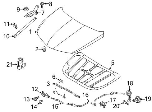 2014 Hyundai Azera Anti-Theft Components Lifter-Hood, LH Diagram for 81161-3V000