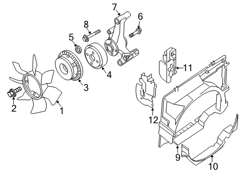 2011 Nissan Xterra Cooling System, Radiator, Water Pump, Cooling Fan SHROUD-Lower Diagram for 21477-EA200