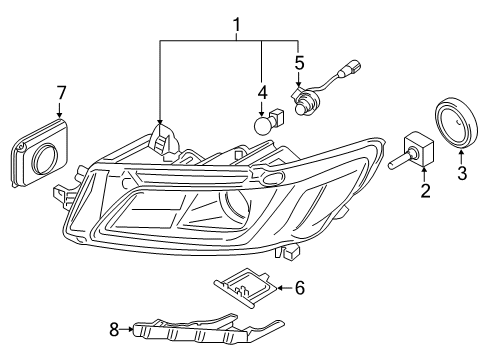 2018 Lincoln Continental Headlamps Headlamp Housing Diagram for GD9Z-13008-W