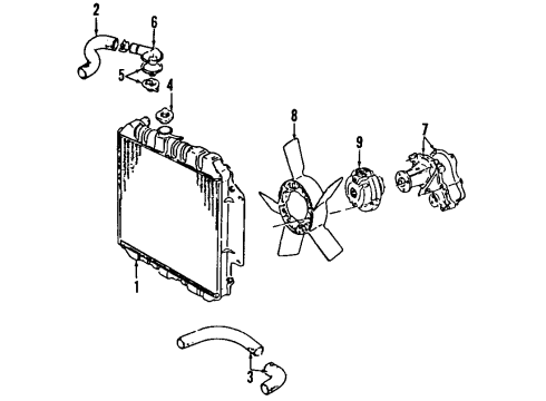 2000 Chevrolet Tracker Cooling System, Radiator, Water Pump, Cooling Fan Gasket, Water Pump Diagram for 96058049