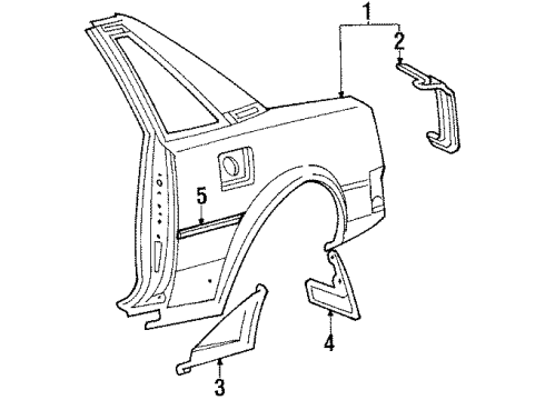 1987 Toyota MR2 Quarter Panel & Components Release Cable Diagram for 77035-17021