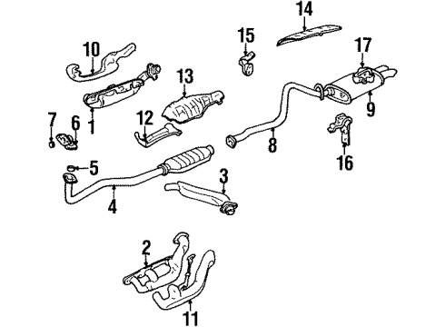 1992 Buick Skylark Exhaust Components Muffler Assembly W/Tailpipe Diagram for 22555245