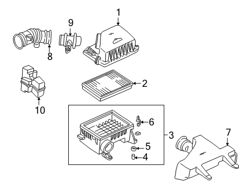 2001 Hyundai Accent Air Intake Air Cleaner Filter Diagram for 28113-22380